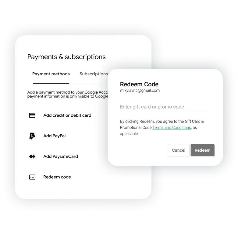 Paste your code and tap Redeem