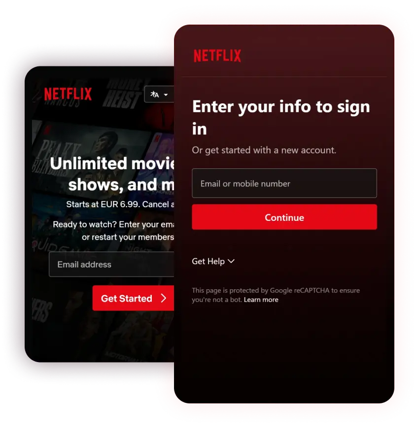 Go to the Netflix redeem page