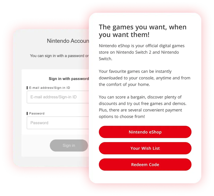 Go to the Nintendo eShop redeem page